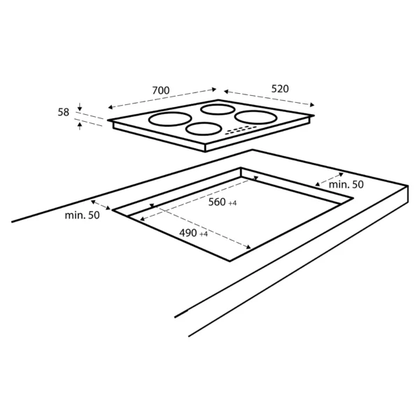 Inventum IKI7028 - Inbouw kookplaat inductie, 70 cm, randloos, powermanagement - Afbeelding 5