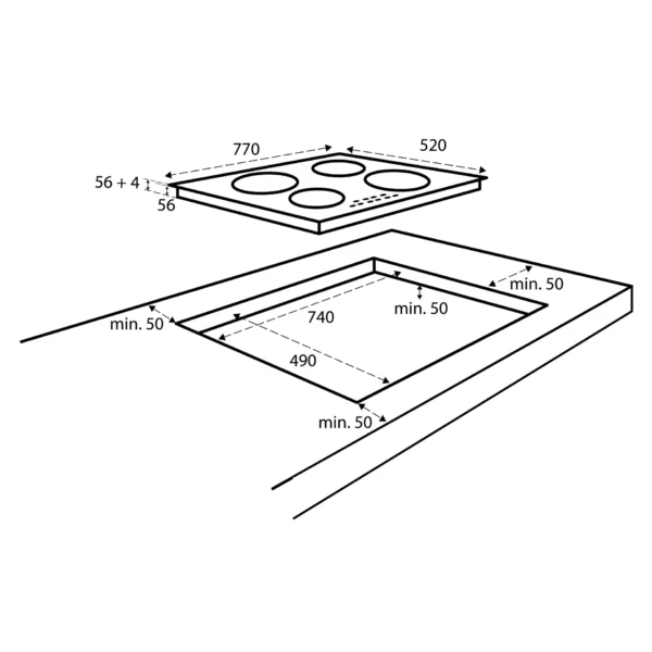 Inventum IKI7735MAT - Inbouw kookplaat inductie, 77 cm, bridge, facetrand voorzijde, powermanagement, mat - Afbeelding 5