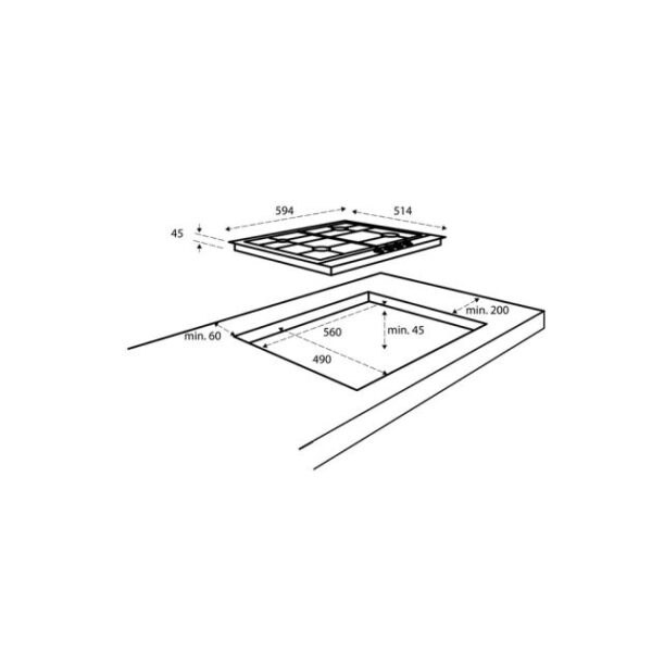 Inventum IKG6023GRVS - Inbouw gaskookplaat, rvs, 60 cm, gietijzeren pandragers, knoppen voorzijde - Afbeelding 4